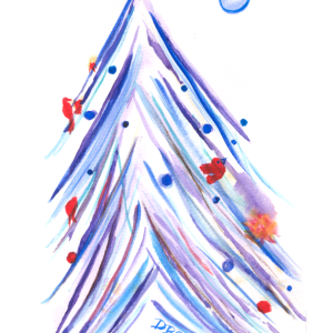 Purple Christmas Tree Notecard